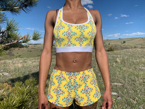 yellow sports bra